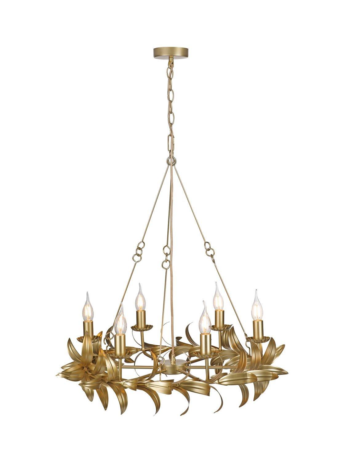 Där Nadria 6 Arm Pendant Ceiling Light, Gold