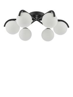 Där Orlena 6 Arm Opal Glass Semi Flush Ceiling Light, Black - view 2, Black
