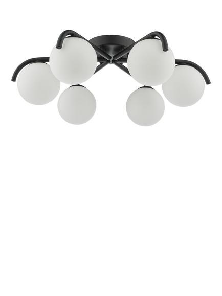 Där Orlena 6 Arm Opal Glass Semi Flush Ceiling Light, Black - view 2, Black