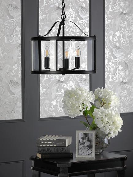 Laura Ashley Harrington 3 Arm Pendant Ceiling Light, Black - view 2, Black