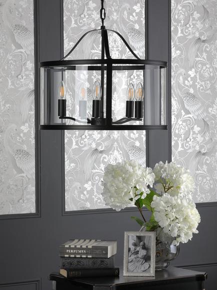 Laura Ashley Harrington 5 Arm Pendant Ceiling Light, Black - view 2, Black