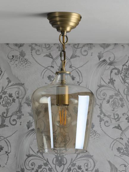 Laura Ashley Ockley Glass Ceiling Light - view 2, Brass