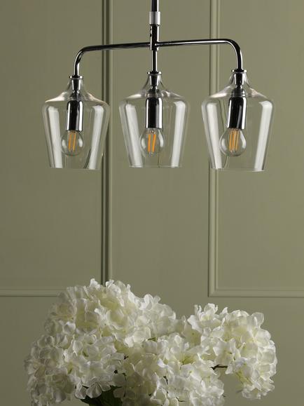 Laura Ashley Ockley 3 Pendant Bar Ceiling Light, Chrome - view 2, Chrome