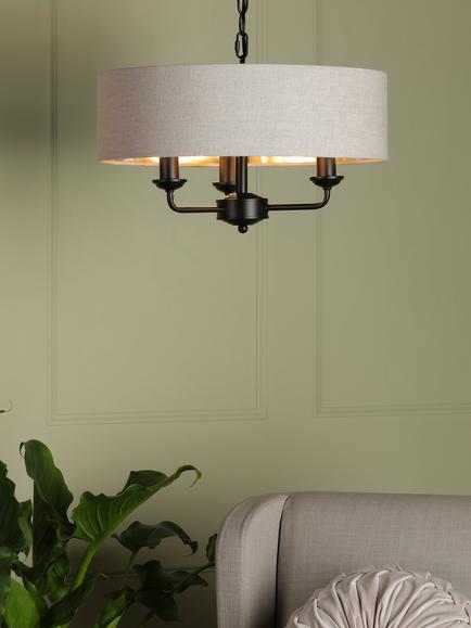 Laura Ashley Sorrento 3 Arm Ceiling Light, Natural