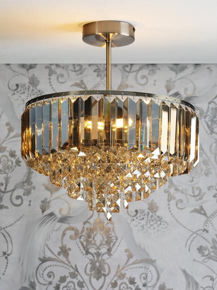 Laura Ashley Vienna 3 Semi Flush Ceiling Light, Champagne, Champagne
