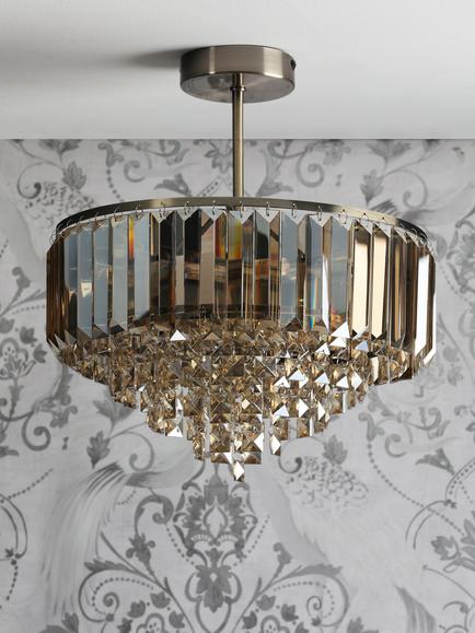 Laura Ashley Vienna 3 Semi Flush Ceiling Light, Champagne - view 2, Champagne