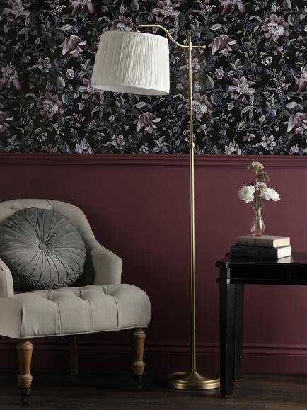Laura Ashley Hemsley Task Floor Lamp, Gold - view 2, Gold