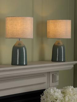 Laura Ashley Penny Table Lamp, Set of Two, Blue, Blue