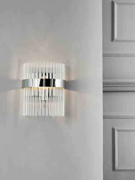 Laura Ashley Alexa Wall Light, Polished Nickel, Clear/Polished Nickel