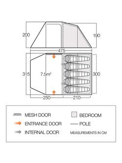 Vango Beta 550XL 5-Man Tent, Deep Blue - view 2, Deep Blue