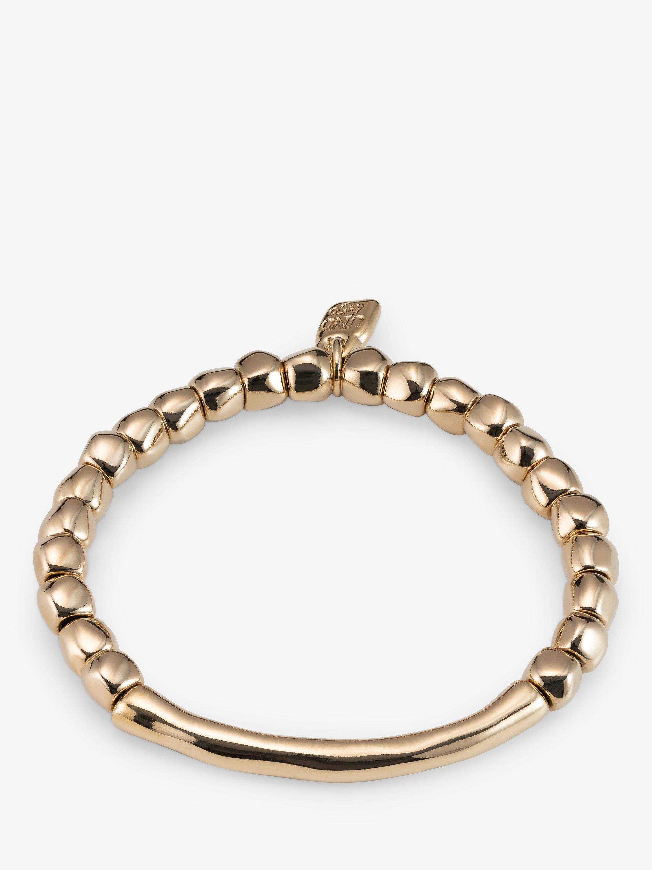 Product image 1 of 5, which shows UNOde50 Beaded Tube Bracelet, Gold
