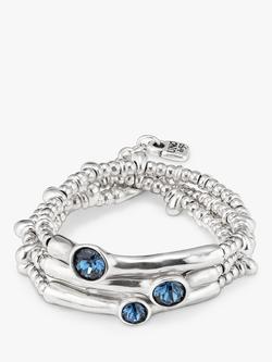 UNOde50 Swarovski Crystal Beaded Stretch Bracelet, Silver/Blue, Silver/Blue