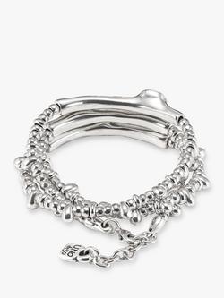 UNOde50 Swarovski Crystal Beaded Stretch Bracelet, Silver/Blue - view 2, Silver/Blue