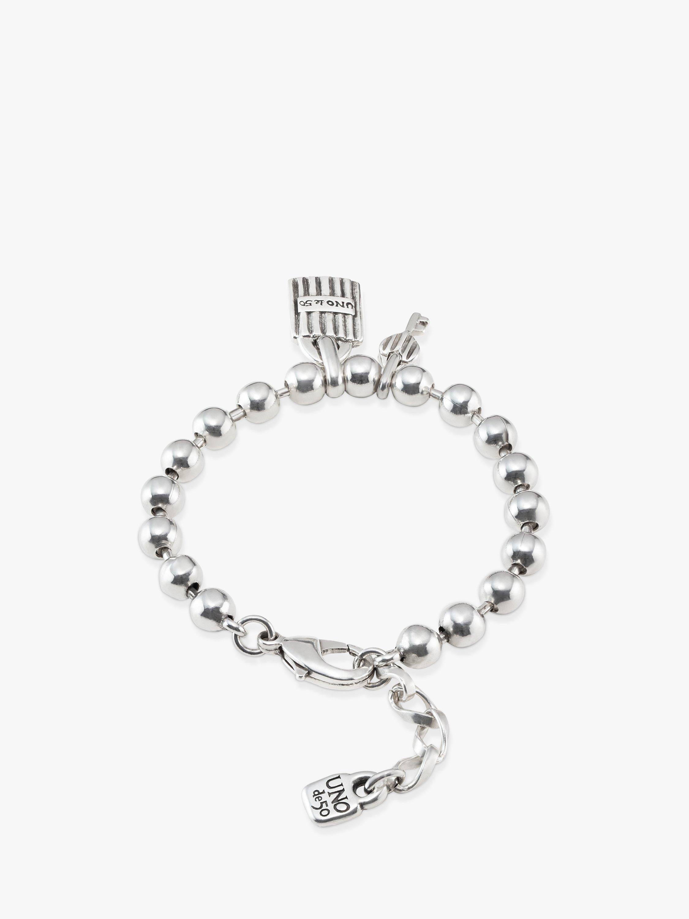 Product image 2 of 5, which shows UNOde50 Beaded Charm Bracelet, Silver