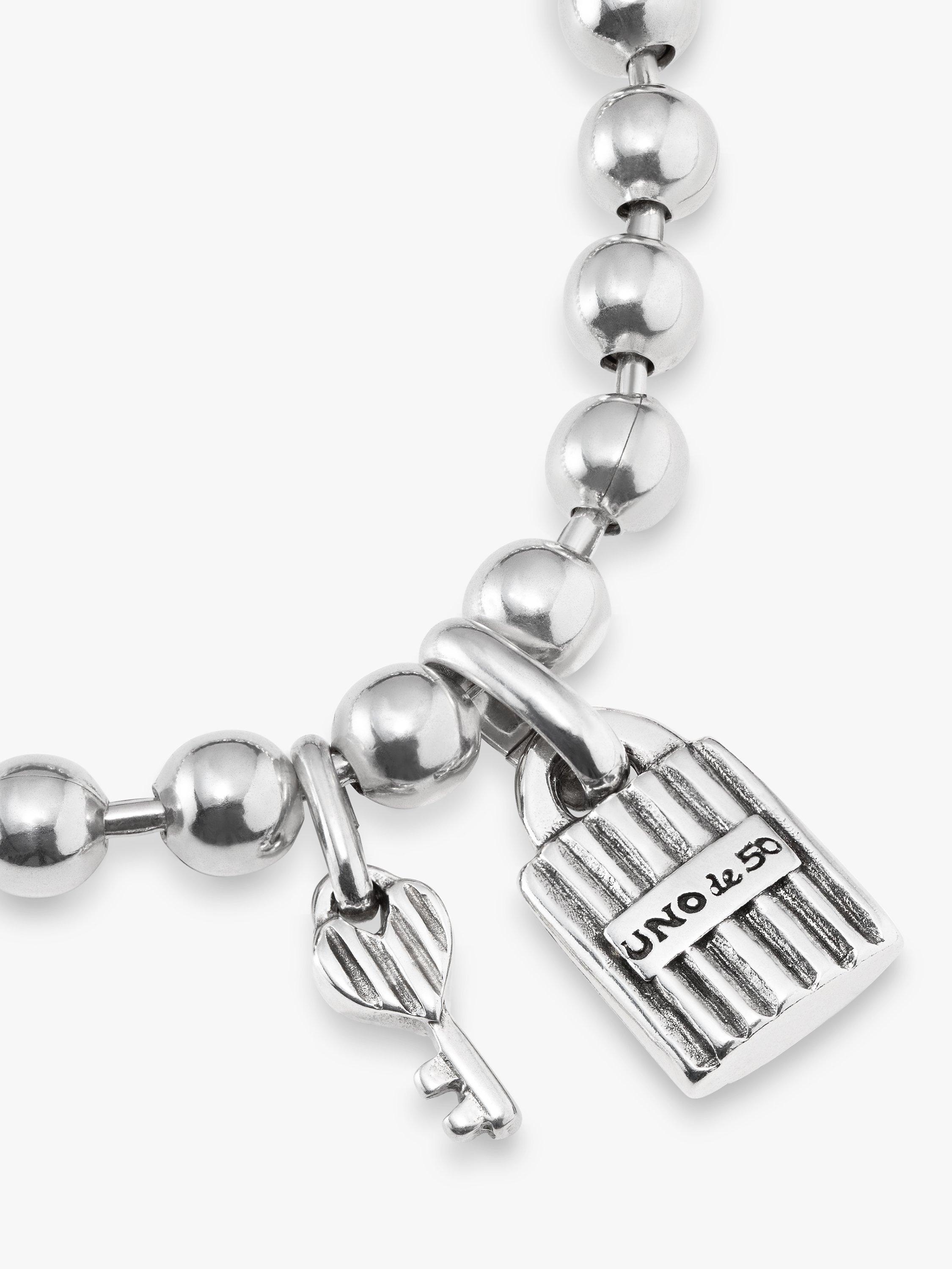 Product image 3 of 5, which shows UNOde50 Beaded Charm Bracelet, Silver