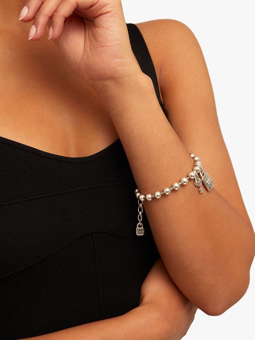 Product image 4 of 5, which shows UNOde50 Beaded Charm Bracelet, Silver