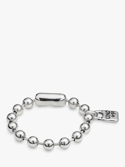 UNOde50 Unisex Padlock Beaded Bracelet, Silver, Silver