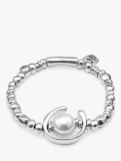UNOde50 Beaded Pearl Stretch Bracelet, Silver, Silver
