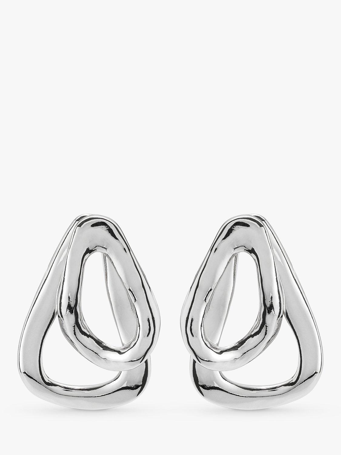 Product image 1 of 4, which shows UNOde50 Irregular Drop Earrings, Silver