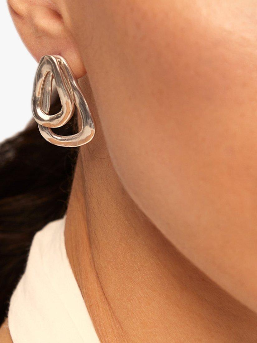 Product image 3 of 4, which shows UNOde50 Irregular Drop Earrings, Silver