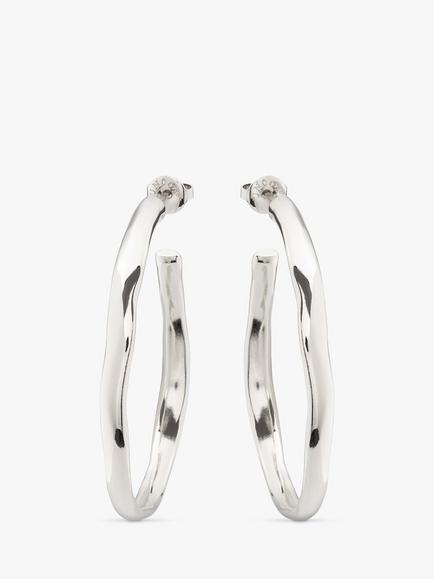 UNOde50 Irregular Hoop Earrings, Silver