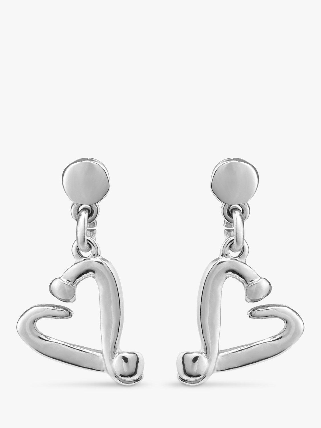 Product image 1 of 4, which shows UNOde50 Love Collection Nailed Heart Drop Earrings, Silver