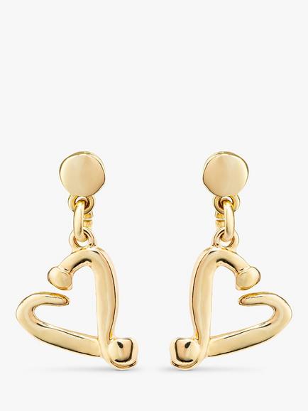 UNOde50 Love Collection Nailed Heart Drop Earrings, Gold
