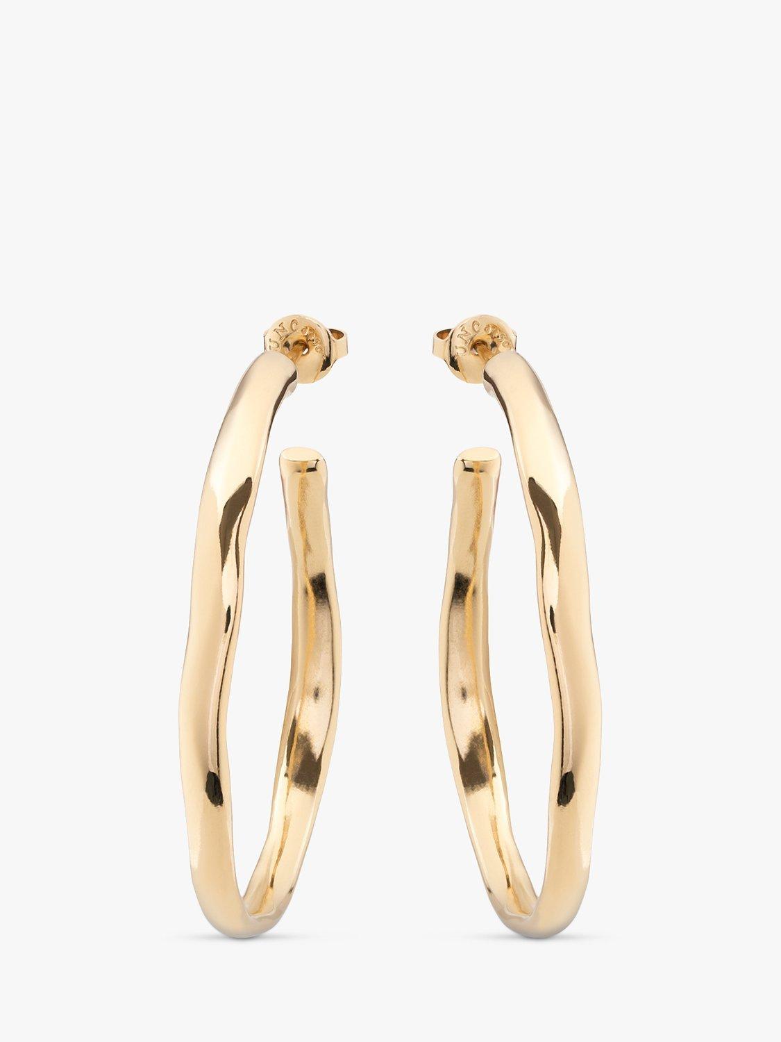 Product image 1 of 4, which shows UNOde50 Irregular Hoop Earrings, Gold