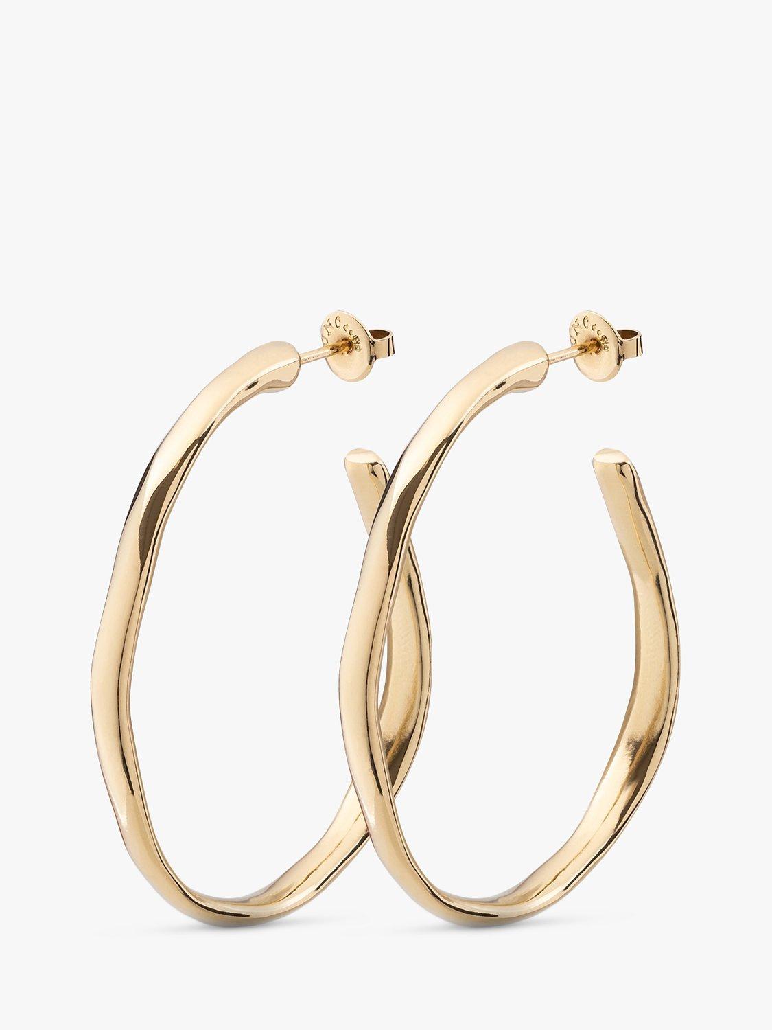 Product image 2 of 4, which shows UNOde50 Irregular Hoop Earrings, Gold