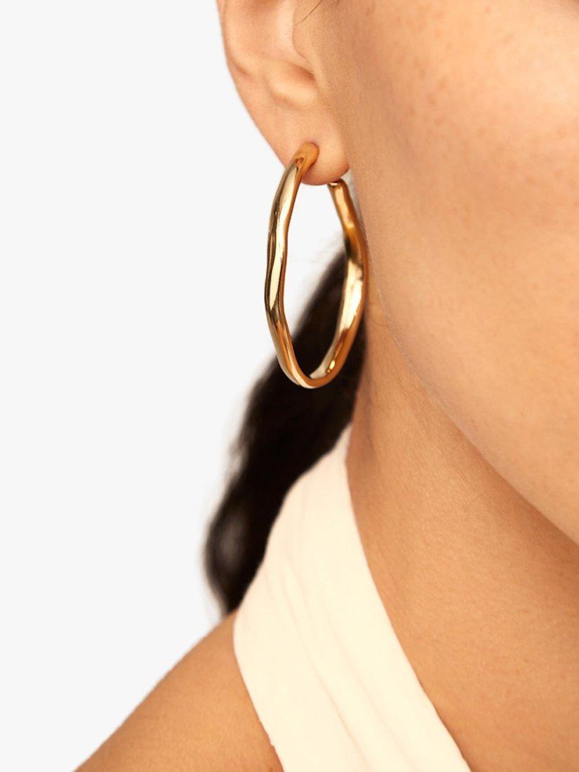 Product image 3 of 4, which shows UNOde50 Irregular Hoop Earrings, Gold