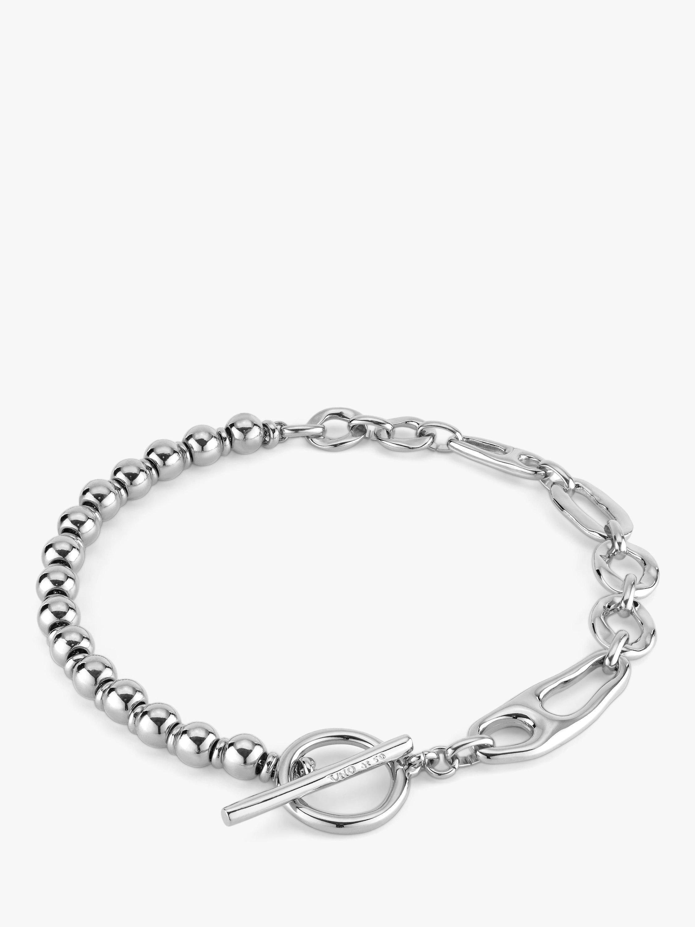 UNOde50 Joyful Bead and Link T-Bar Collar Necklace, Silver