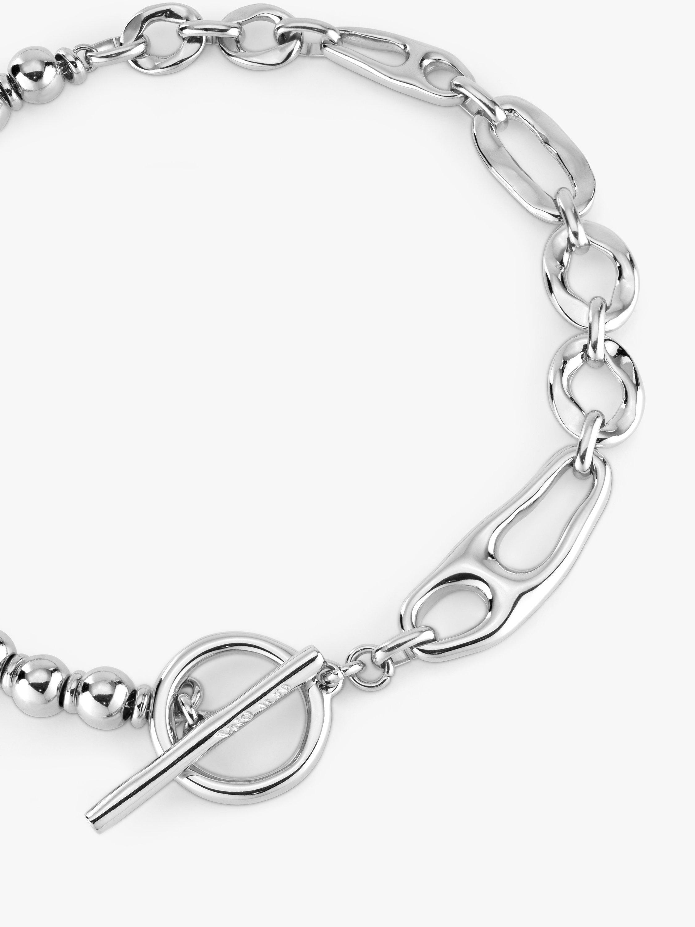 Product image 3 of 6, which shows UNOde50 Joyful Bead and Link T-Bar Collar Necklace, Silver