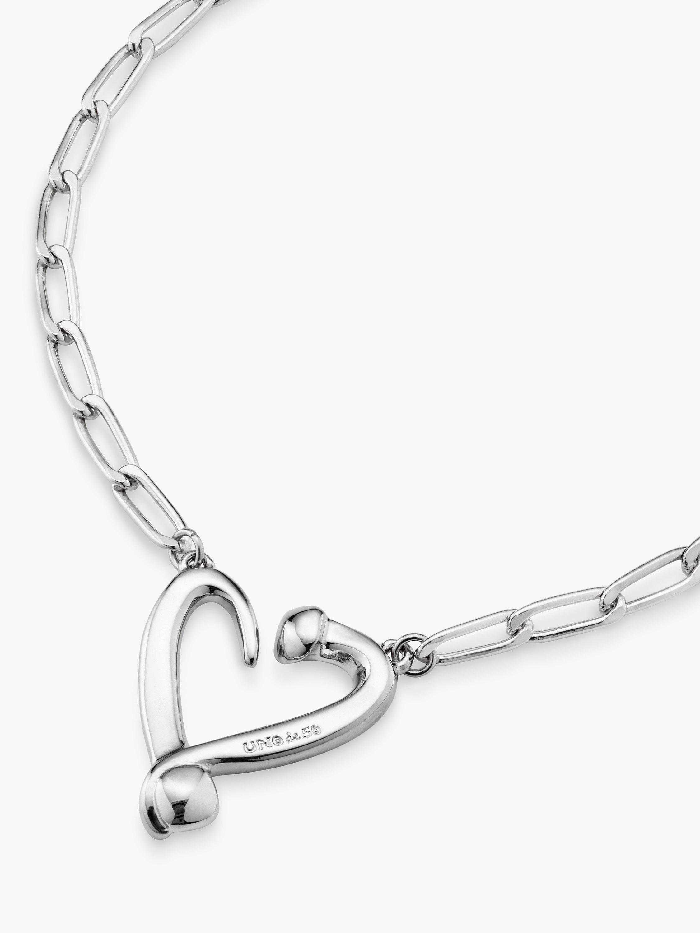 UNOde50 Nails and Hearts Link Collar Necklace, Silver