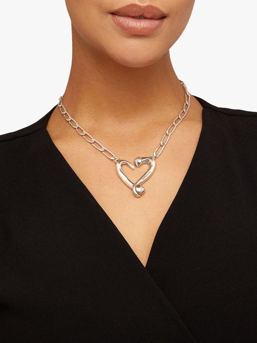 UNOde50 Nails and Hearts Link Collar Necklace, Silver