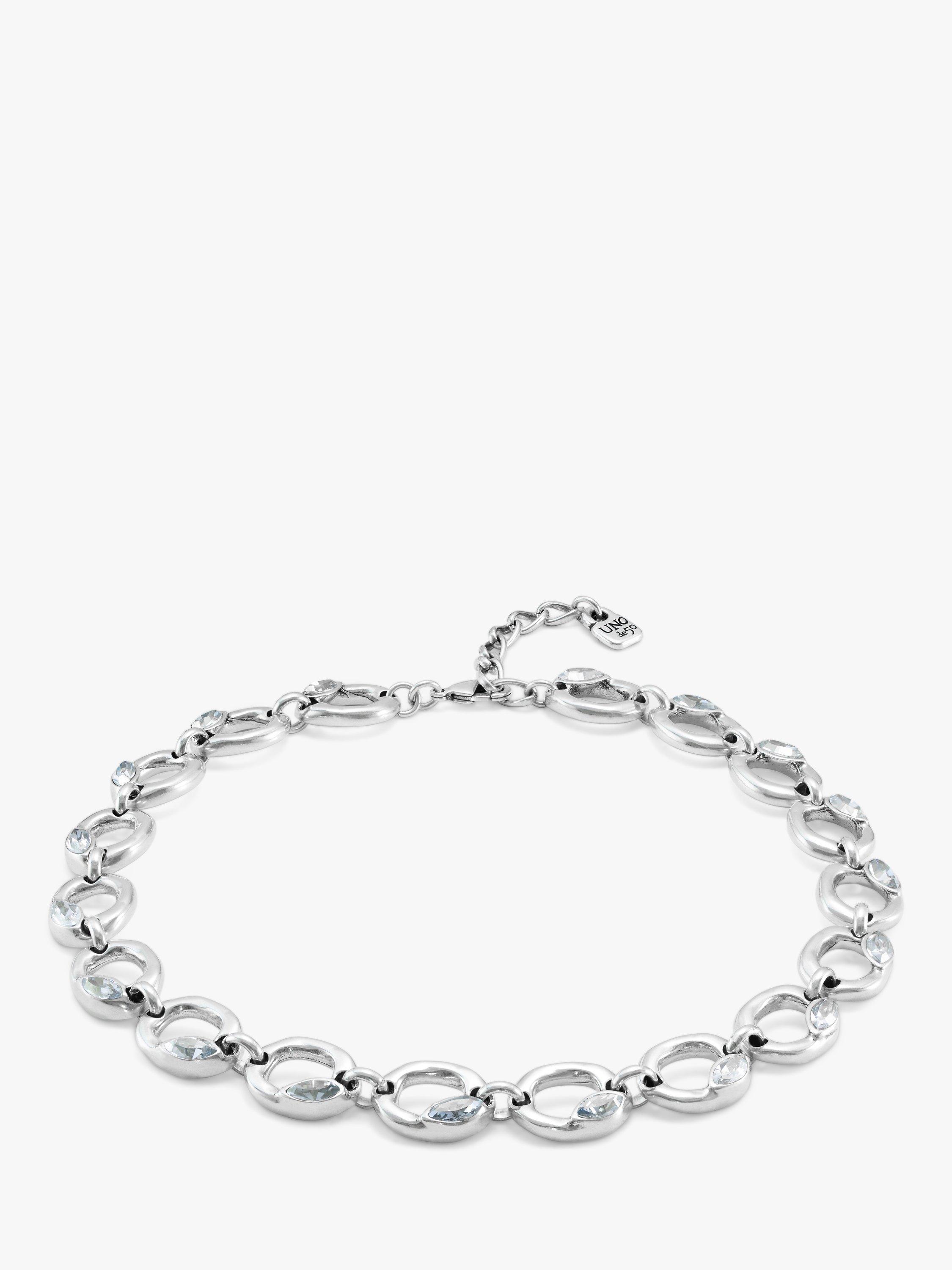 Product image 1 of 3, which shows UNOde50 Crystal Circle Collar Necklace, Silver