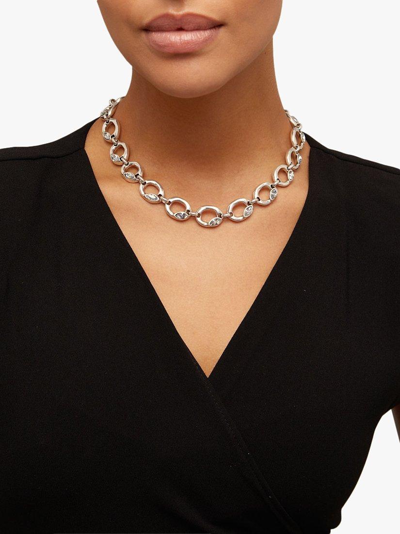 Product image 2 of 3, which shows UNOde50 Crystal Circle Collar Necklace, Silver