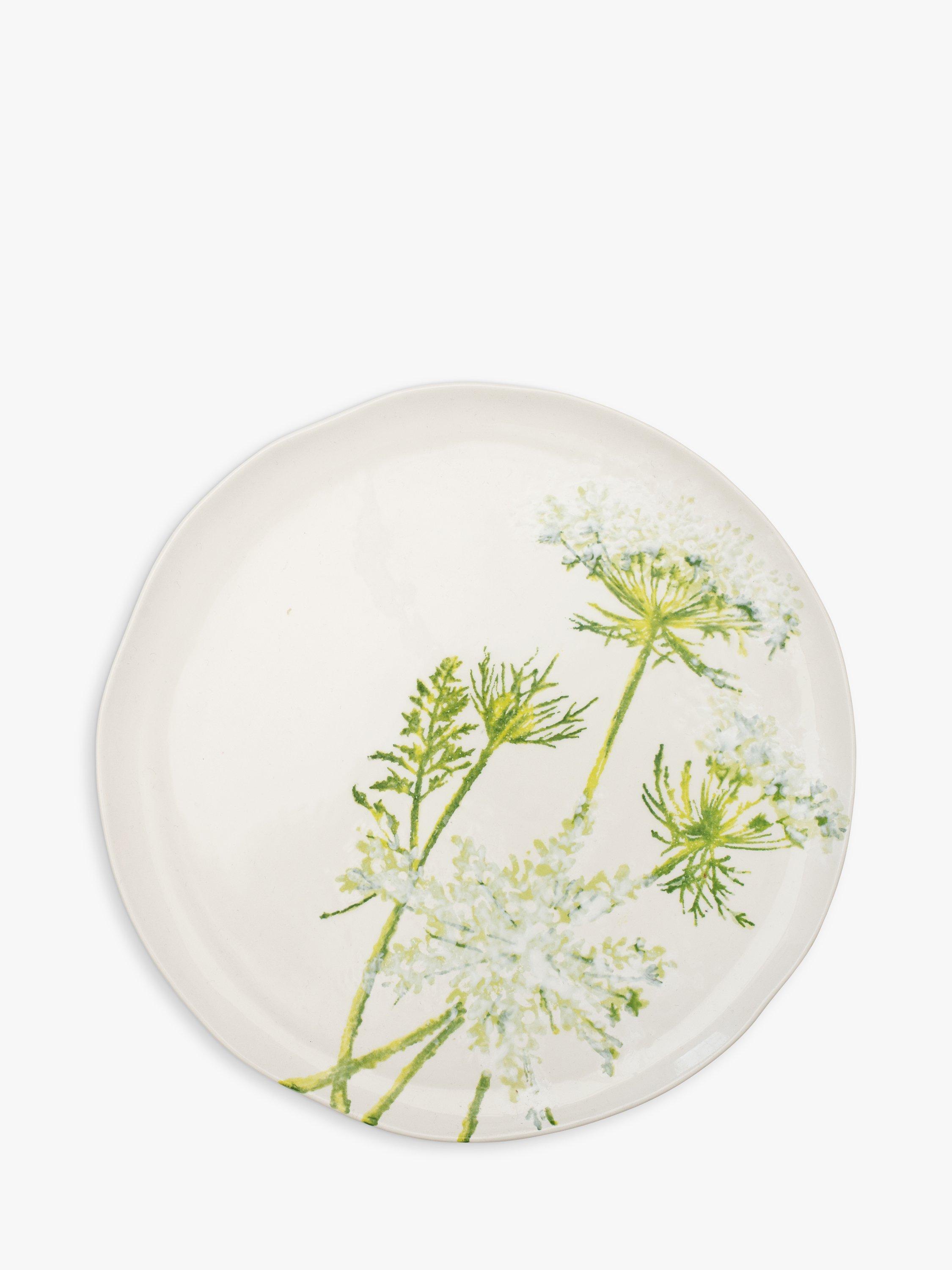 BlissHome Cow Parsley Earthenware Dinner Plate, 29cm, Green
