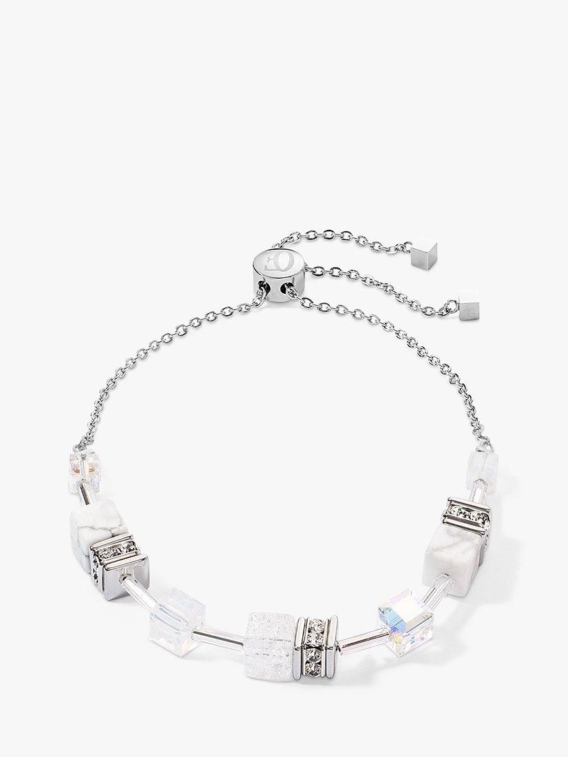 Product image 1 of 2, which shows COEUR DE LION Howlite and Rock Crystal Toggle Bracelet, Silver/White