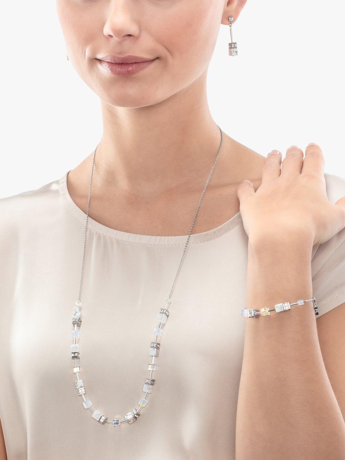 Product image 2 of 2, which shows COEUR DE LION Howlite and Rock Crystal Toggle Bracelet, Silver/White