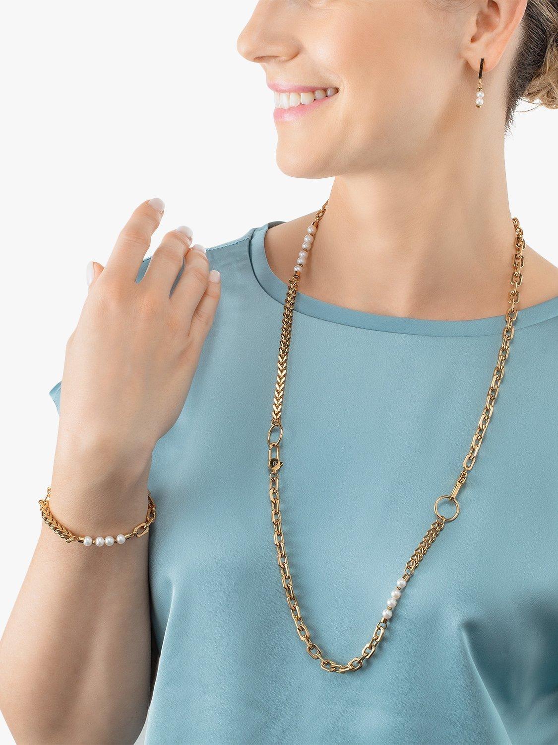 Product image 2 of 2, which shows COEUR DE LION Freshwater Pearl Chain Bracelet, Gold/White
