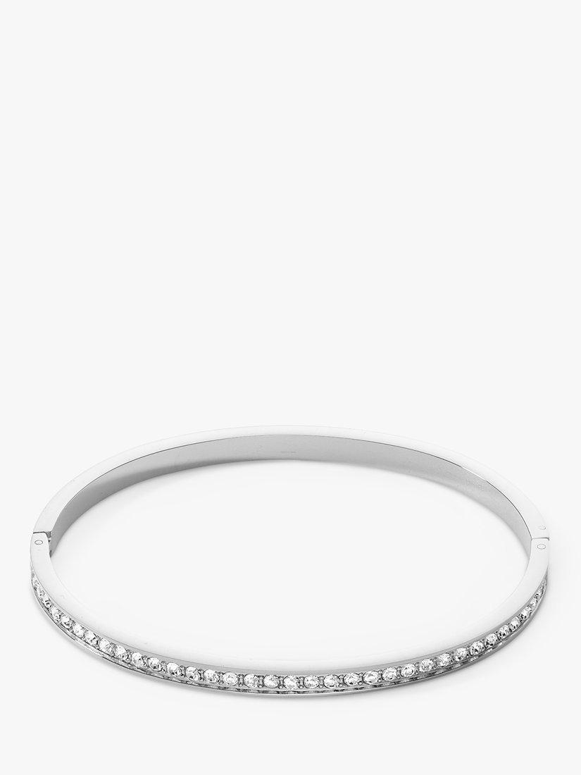 COEUR DE LION Glass Crystal Clasp Bangle, Silver