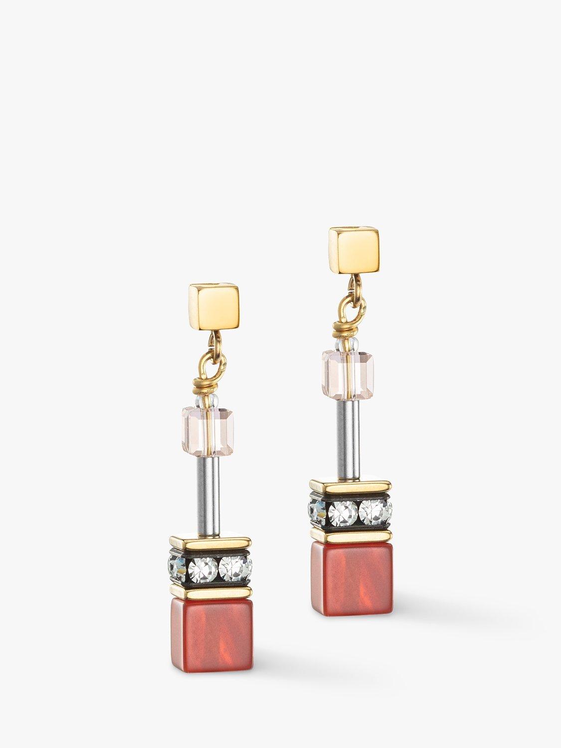 Product image 1 of 2, which shows COEUR DE LION Cube Bead Drop Earrings, Red/Multi