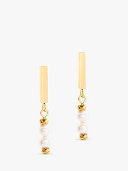 COEUR DE LION Freshwater Pearl Bar Drop Earrings, Gold/White, Gold/White