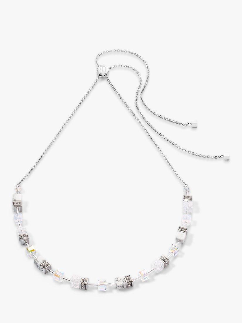 Product image 1 of 2, which shows COEUR DE LION Multi Stone and Swarovski Crystal Toggle Necklace, Silver/White