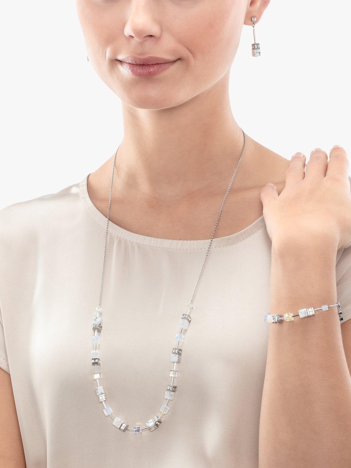 Product image 2 of 2, which shows COEUR DE LION Multi Stone and Swarovski Crystal Toggle Necklace, Silver/White