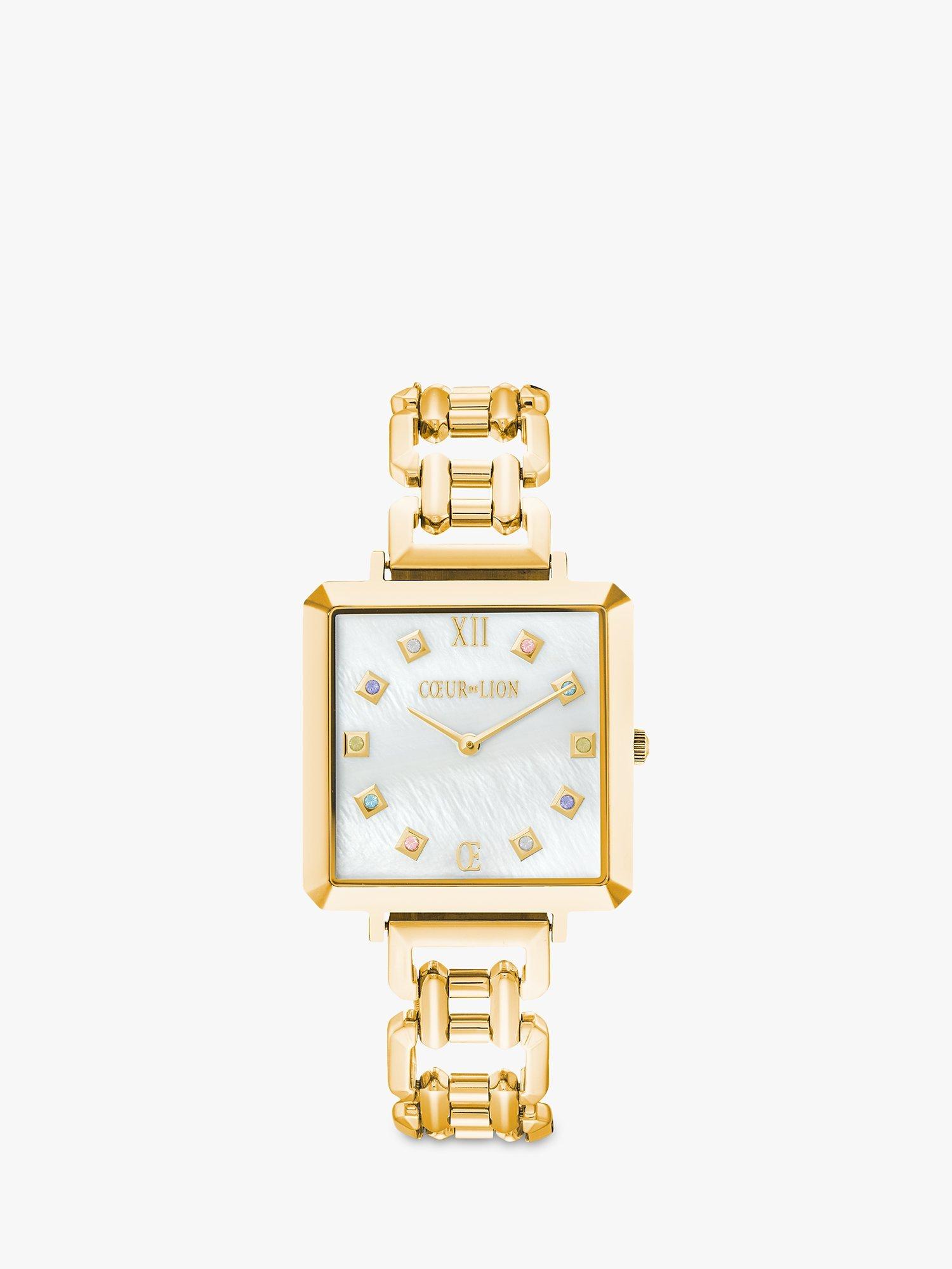 Product image 2 of 6, which shows COEUR DE LION 7632/74-1643 Women's Swarovski® Crystals Bracelet Strap Watch, Gold/Multi