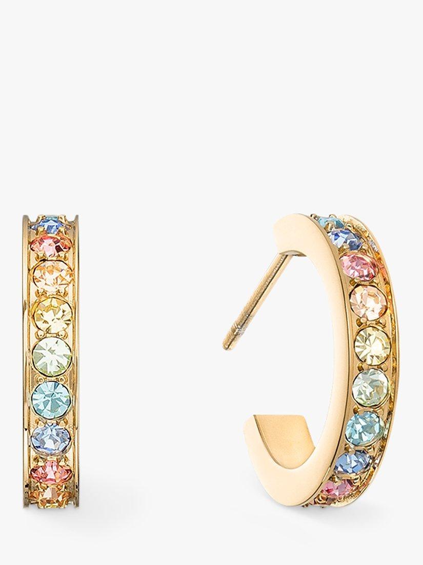 COEUR DE LION Glass Crystal Hoop Earrings, Gold/Multi