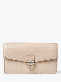 Aspinal of London Mayfair Croc Effect Leather Clutch Bag, Taupe
