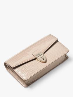 Aspinal of London Mayfair Croc Effect Leather Clutch Bag - view 2, Taupe