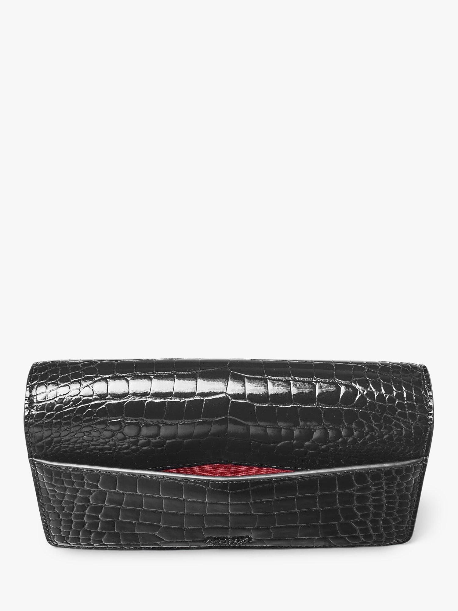 Product image 7 of 8, which shows Aspinal of London Mayfair Croc Effect Leather Clutch Bag, Black